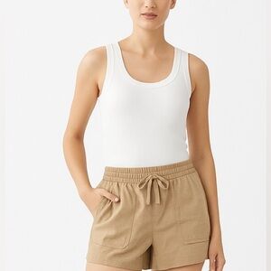 GAP Women’s Linen-Blend Cargo Shorts – Khaki Earth Tone – Size M